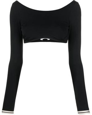Palm Angels Long-Sleeve Crop Top - Black