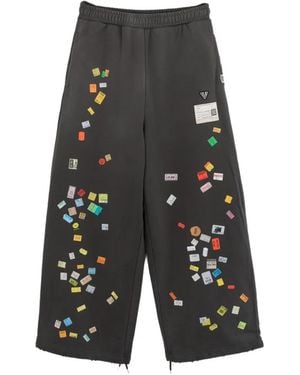 Maison Mihara Yasuhiro Price-Tag Sticker Printed Wide Sweat Pants - Grey