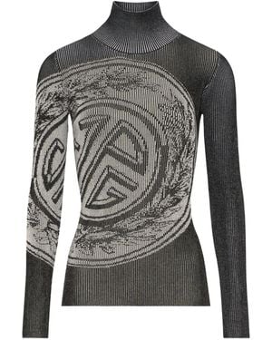 Jean Paul Gaultier Laurel Stamp Jacquard Long-Sleeves Jumper - Black