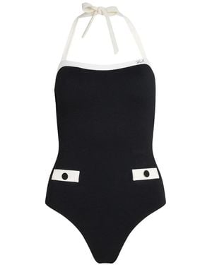 Karl Lagerfeld Contrasting-Trim Swimsuit - Black