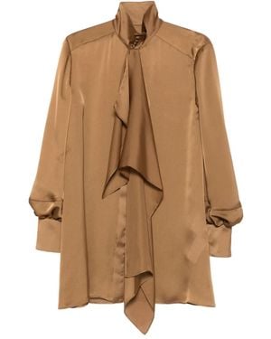 Sacai High-Neck Ruffled Shirt - Natural