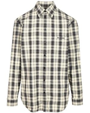 Balenciaga Check-Print Flannel Shirt - White