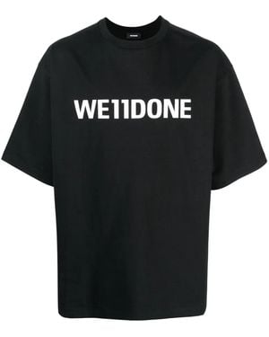 we11done Logo-Print Cotton T-Shirt - Black
