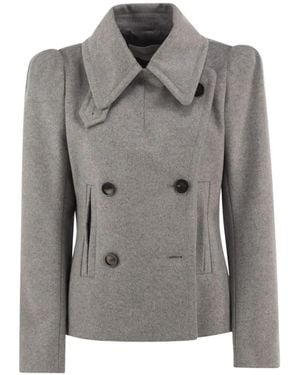 7 For All Mankind Double-Breasted Half-Belt Blazer - Grey