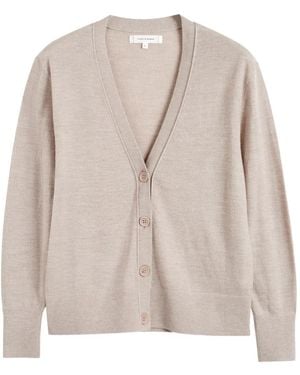 Chinti & Parker V-Neck Button Cardigan - Natural