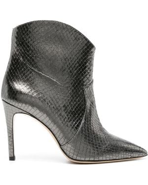 P.A.R.O.S.H. Snakeskin-Effect Leather Boots - Grey