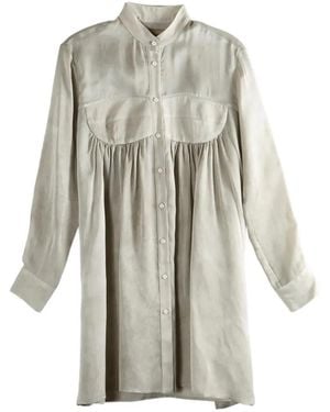 Uma Wang Robe Courte Froncée À Manches Longues - White