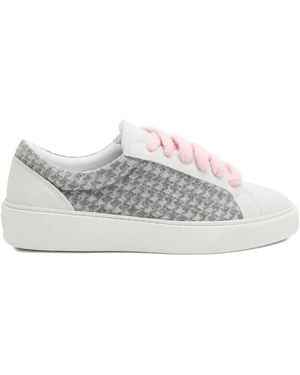 NUMERIS Signet Houndstooth Trainers - Grey