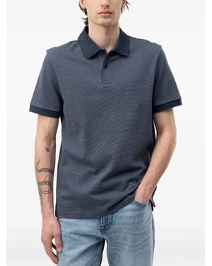 BOSS Piqué-Textured Short-Sleeve Polo Shirt - Blue
