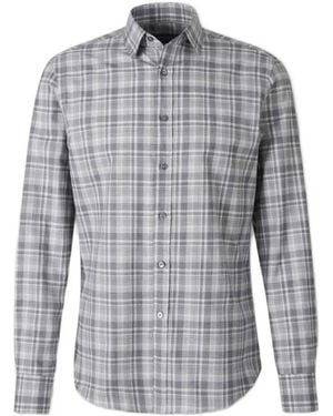 Canali Cotton Plaid Shirt - Grey