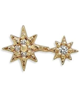 Anzie Puce D'Oreille Aztec North Star Double En 14Ct - Métallisé
