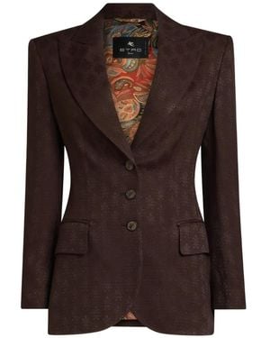 Etro Jacquard-Patterned Single-Breasted Blazer - Brown