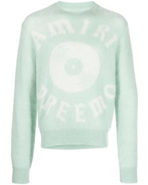 Amiri ロゴインターシャ リブニットセーター - グリーン