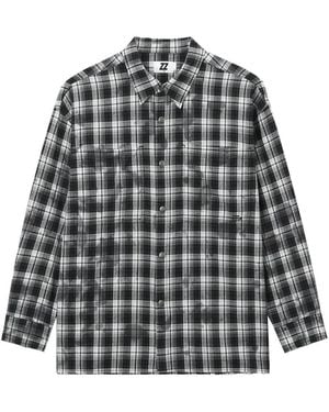 Izzue Check-Pattern Shirt - Grey