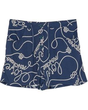 Love Moschino Rope-Print Drawstring Shorts - Blue
