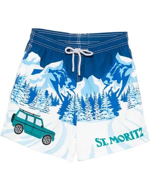 Mc2 Saint Barth X St. Moritz Gustavia Printed Swim Shorts - Blue