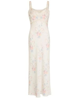 LoveShackFancy Annabeth Maxi-Dress Met Afwerking Van Kant En Bloemenprint - Wit