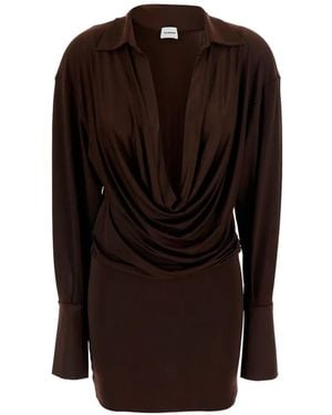 ANDAMANE Draped Long-Sleeve Dress - Black