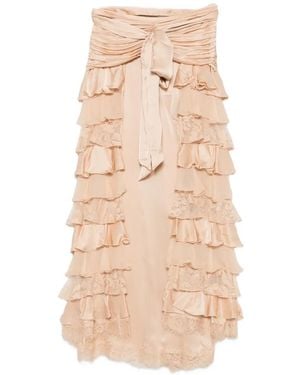 Zimmermann Ruffled Lace-Trim Trousers - Natural