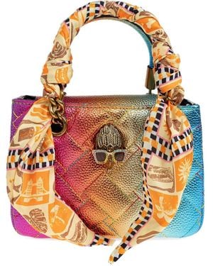 Kurt Geiger Mini Square Kensington Quilted Leather Tote Bag - Orange