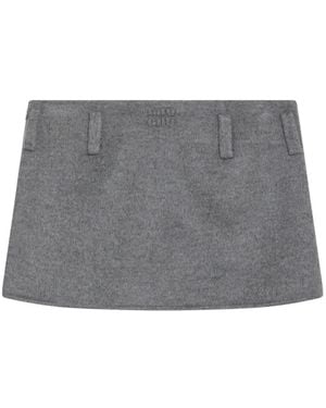 Miu Miu Double-Cashmere-And-Wool Miniskirt - Grey