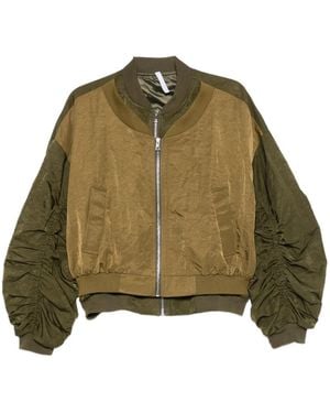 Imperial Panelled Ruched-Sleeve Jacket - Green