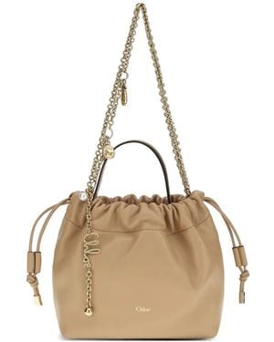 Chloé Chain Charm Bucket Bag - Natural