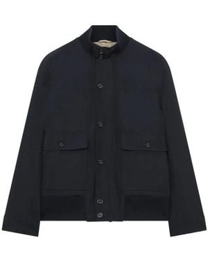 Lardini Padded Knit-Collar Jacket - Blue