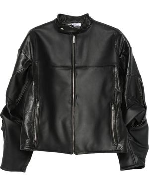 Anni Salonen Rose-Detail Leather Jacket - Black