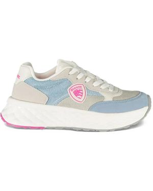 Blauer Panelled Logo-Patch Trainers - White