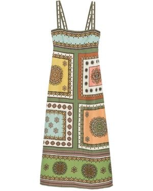 ALÉMAIS Contina Midi-Jurk Met Vierkante Hals - Groen