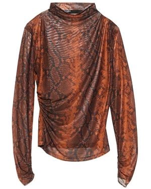 Bimba Y Lola Caramel Snake Romantic Ruched Tulle T-Shirt - Brown