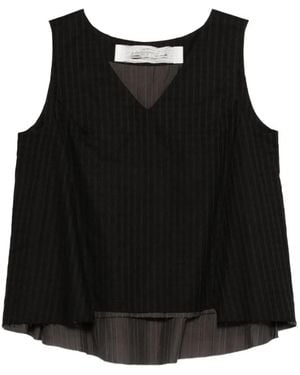 Individual Sentiments Striped V-Neck Blouse - Black