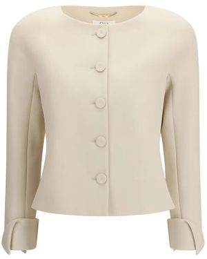 Chloé Collarless Fitted Jacket - White