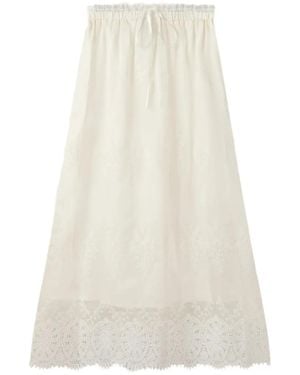 House Of Sunny Blossom Lace-Trim A-Line Maxi Skirt - White