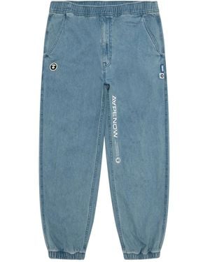 Aape By A Bathing Ape Logo-Appliqué Elasticated Regular Jeans - Blue