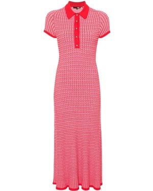 Maje Intarsia-Knit Maxi Dress - Pink