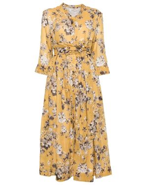 Max Mara Robe Mi-Longue Nouée À Fleurs - Metallic