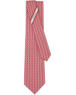 Ferragamo Cravate En Soie À Imprimé Gancini - Pink