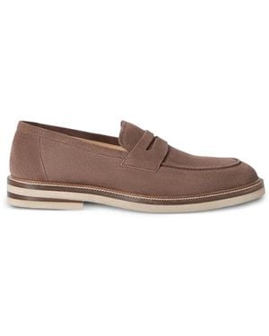 Brunello Cucinelli Suede Penny Loafers - Brown