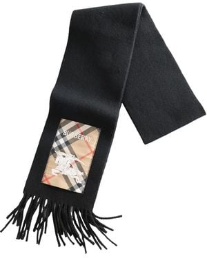 Burberry Ekd-appliqué Fringed Scarf - ブラック