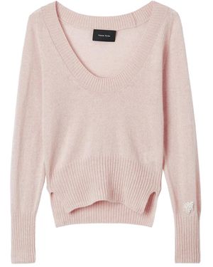 Simone Rocha Pearl-Detail Scoop-Neck Sweater - Pink