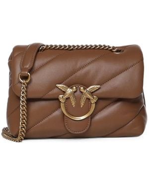 Pinko Small Love Bag Quilted Leather Shoulder Bag - Brown