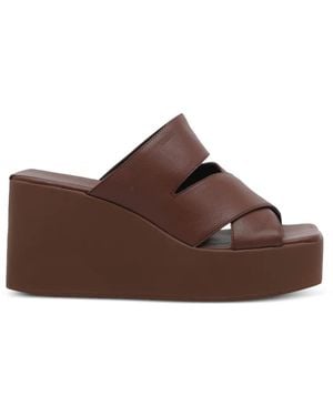 Vic Matié Travel Crossover Wedge Sandals - Brown