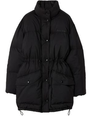 Miu Miu Drawstring-Waist Coat - Black