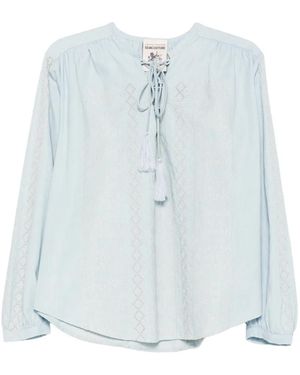 Semicouture Zillah Embroidered Blouse - Blue