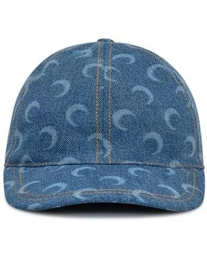 Marine Serre Adjustable Cotton Lined Bucket Hat With Logo Detail - Blue