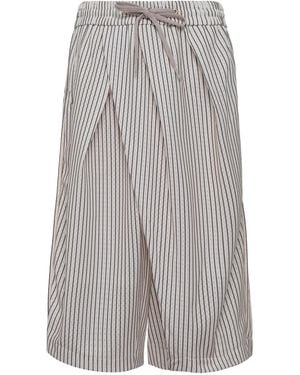 NAMESAKE Pinstripe Drawstring Shorts - Grey