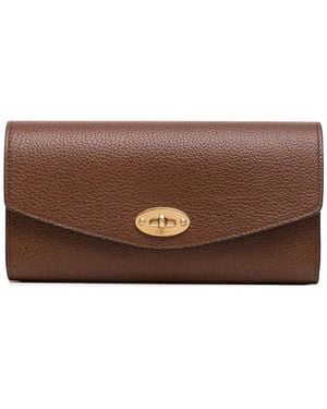 Mulberry Portemonnee Van Bewerkt Leer - Bruin