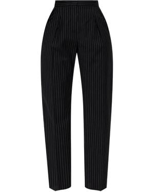 Max Mara Pinstripe Wool Trousers - Black